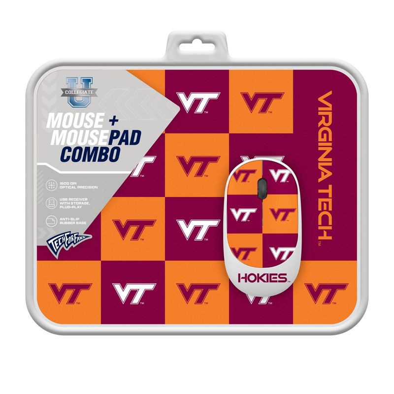 slide 3 of 3, NCAA Virginia Tech Hokies Mouse and Mousepad Set: USB-A Connection, Radio Frequency, 1 ct