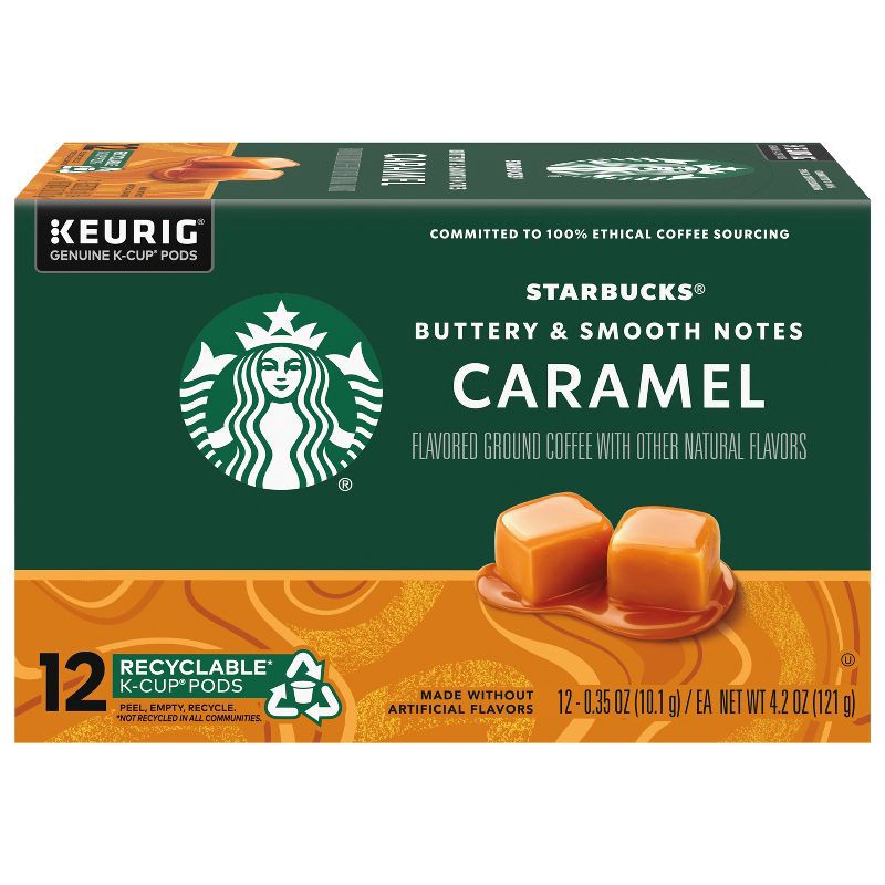 slide 1 of 7, Starbucks Caramel Flavor Light Roast Keurig K-Cup Coffee Pods - 12ct, 12 ct