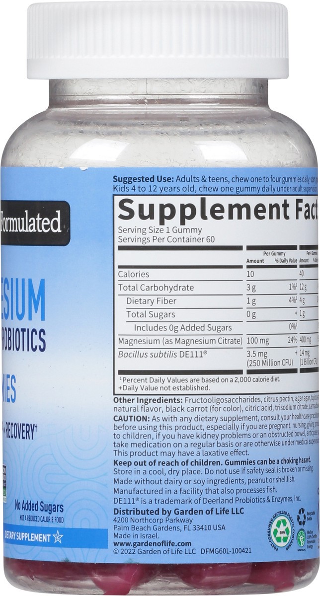 slide 6 of 9, Garden of Life Magnesium With Pre & Probiotics Gummies, 1 ct