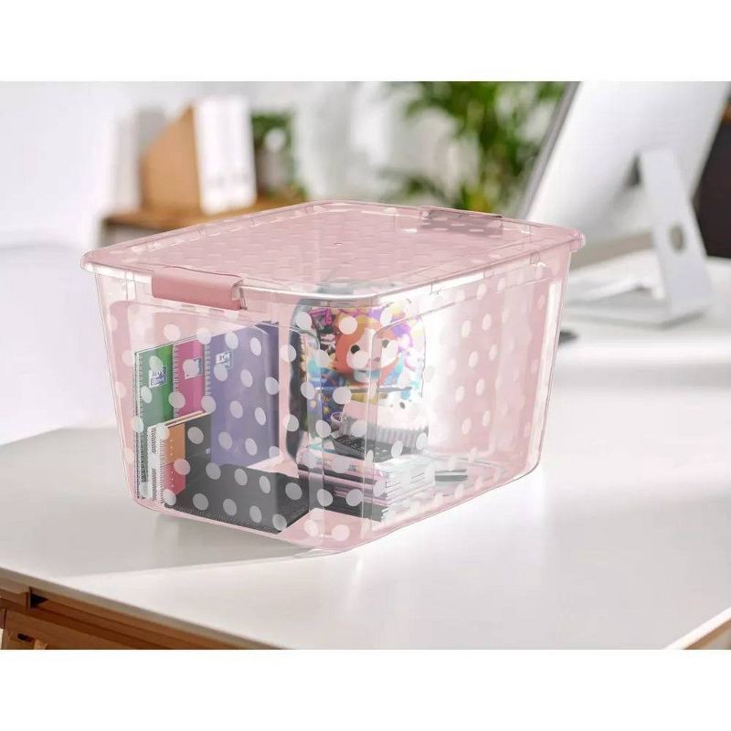 slide 2 of 13, Bella Storage Solution 80qt Polka Dots Locking Lid Tint Pink, 80 qt