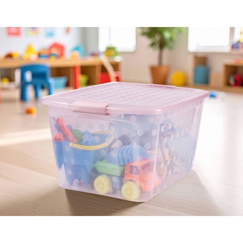 slide 3 of 13, Bella Storage Solution 80qt Polka Dots Locking Lid Tint Pink, 80 qt