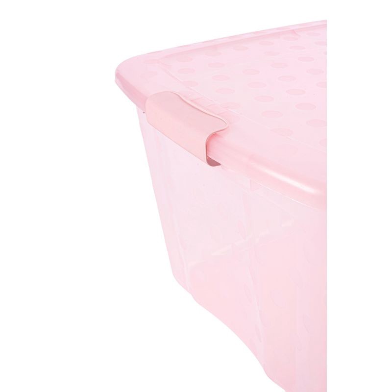 slide 13 of 13, Bella Storage Solution 80qt Polka Dots Locking Lid Tint Pink, 80 qt