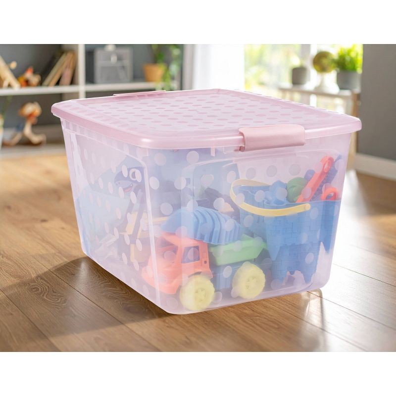 slide 7 of 13, Bella Storage Solution 80qt Polka Dots Locking Lid Tint Pink, 80 qt