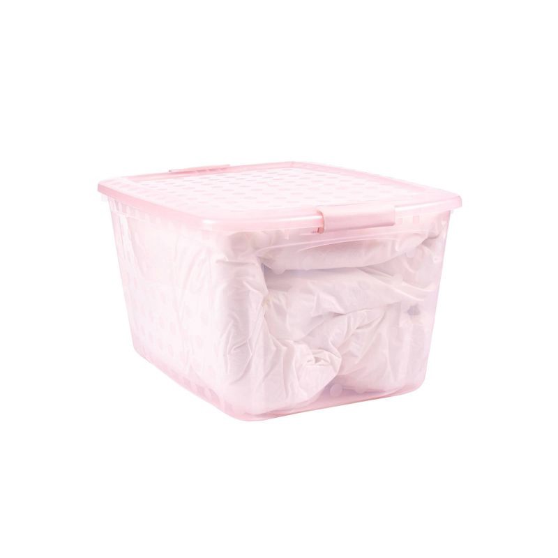 slide 9 of 13, Bella Storage Solution 80qt Polka Dots Locking Lid Tint Pink, 80 qt