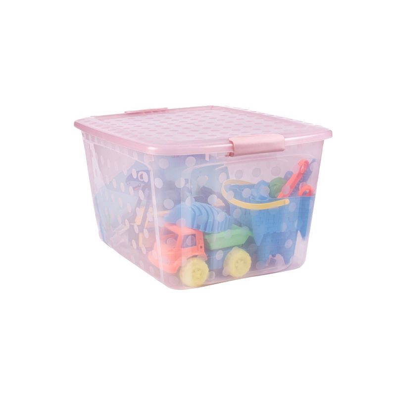 slide 11 of 13, Bella Storage Solution 80qt Polka Dots Locking Lid Tint Pink, 80 qt