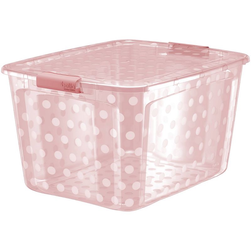 slide 1 of 1, Bella Storage Solution 80qt Polka Dots Locking Lid Tint Pink, 80 qt