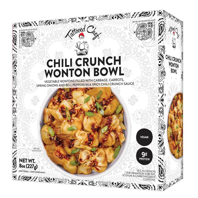 slide 4 of 5, Tattooed Chef Vegan Frozen Chili Crunch Wonton Bowl - 8oz, 8 oz