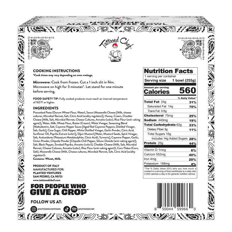 slide 2 of 5, Tattooed Chef Frozen Hot Honey Mac & Cheese Bowl - 9oz, 9 oz
