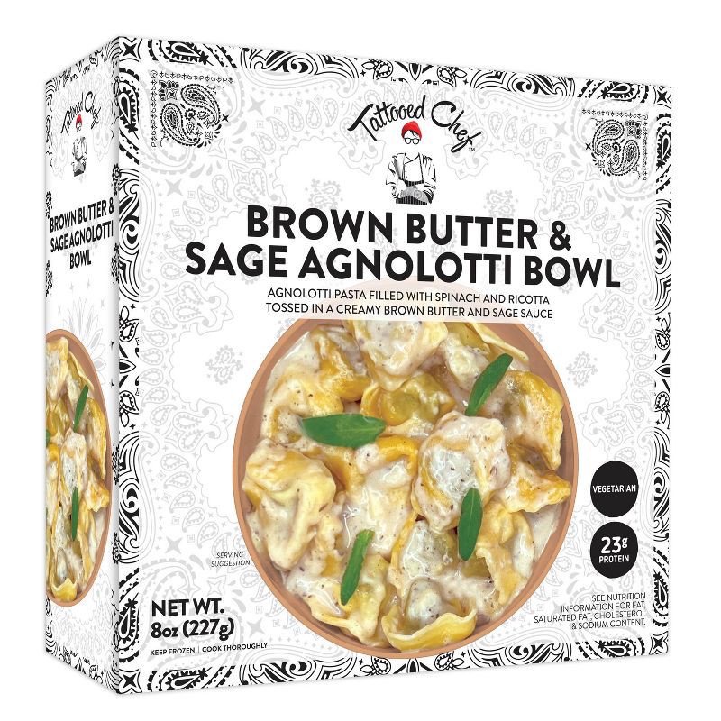 slide 3 of 5, Tattooed Chef Frozen Brown Butter & Sage Agnolotti Bowl - 8oz, 8 oz