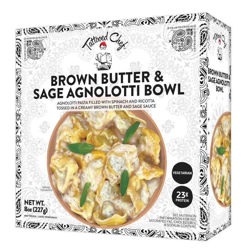 slide 4 of 5, Tattooed Chef Frozen Brown Butter & Sage Agnolotti Bowl - 8oz, 8 oz