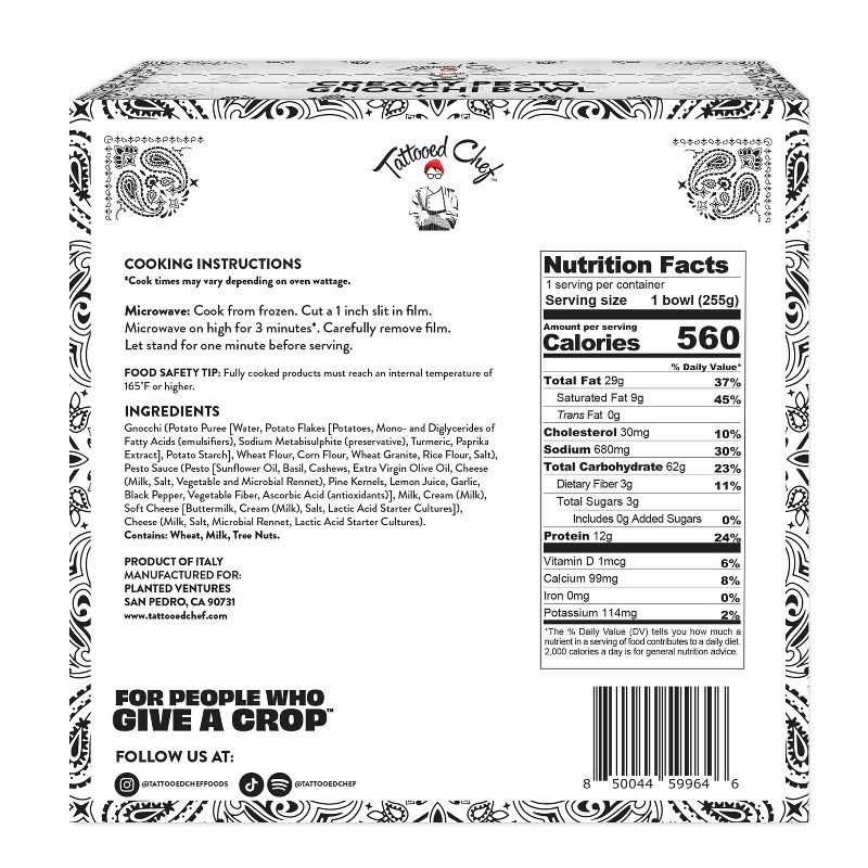slide 2 of 5, Tattooed Chef Frozen Creamy Pesto Gnocchi Bowl - 9oz, 9 oz