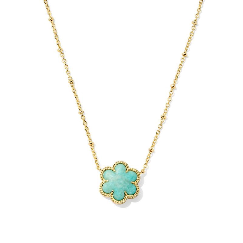 slide 1 of 4, Kendra Scott Cassie Pendant Necklace - Teal Amazonite: 14K Gold Over Brass, Lobster Claw Clasp, 19" Length, 1 ct