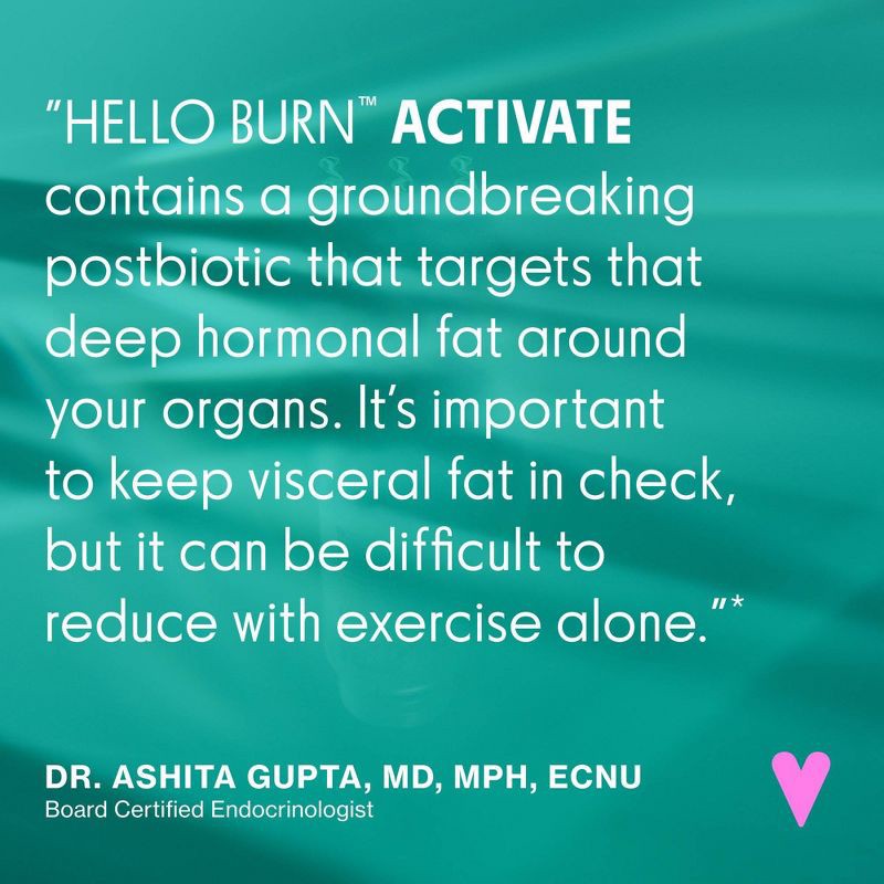 slide 7 of 8, Love Wellness Hello Burn Activate Visceral Fat Burner Vegan Dietary Supplements - 30ct, 30 ct