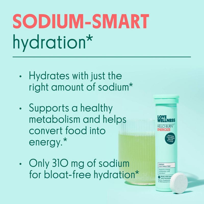 slide 3 of 8, Love Wellness Hello Burn Energize Electrolyte - 12ct, 12 ct