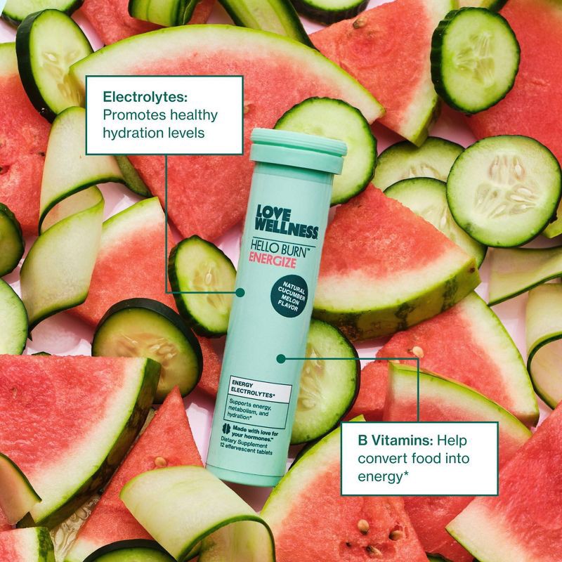 slide 5 of 8, Love Wellness Hello Burn Energize Electrolyte - 12ct, 12 ct