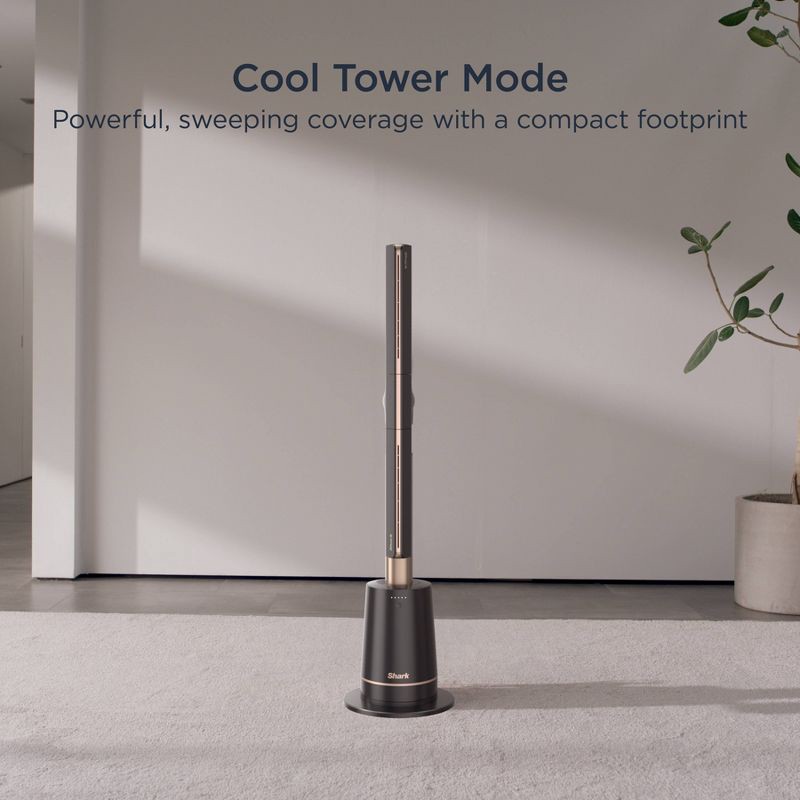 slide 12 of 13, Shark TurboBlade Ultra-Powerful Bladeless Tower Fan, High-Performance Cooling Upto 80ft TF202S, 80 ft