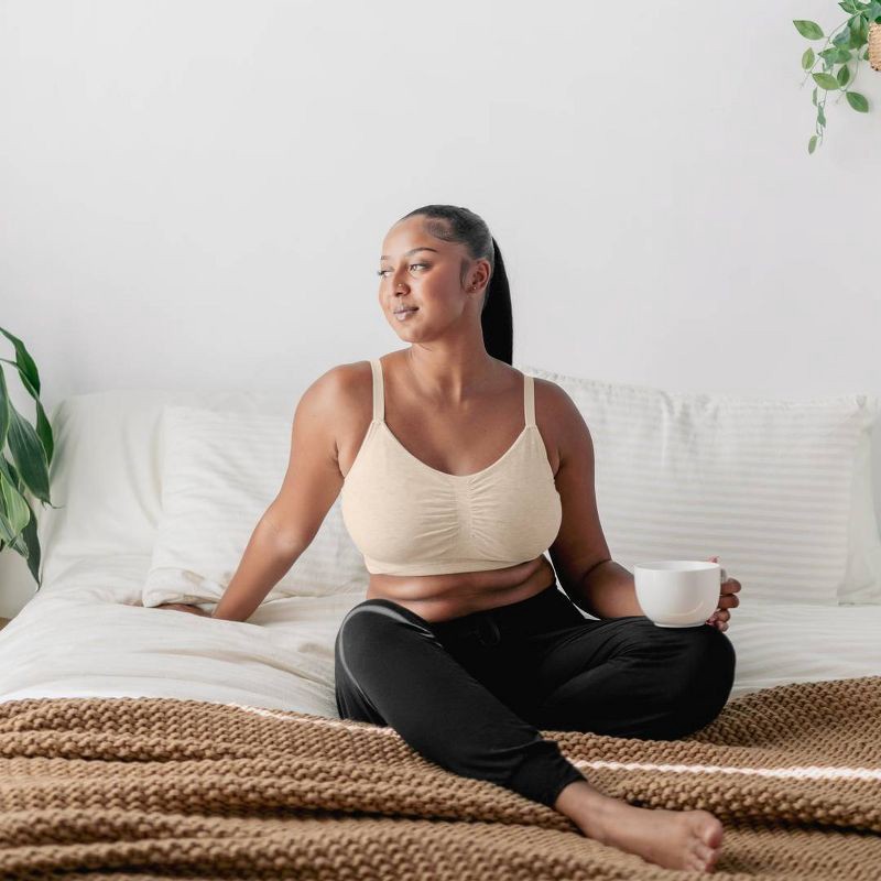 slide 9 of 12, kindred by Kindred Bravely Women's Hands-Free Pumping Lounge & Sleep Bra - Oatmeal M, 1 ct