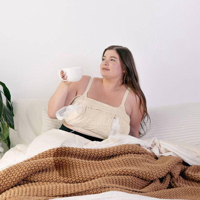 slide 10 of 12, kindred by Kindred Bravely Women's Hands-Free Pumping Lounge & Sleep Bra - Oatmeal M, 1 ct