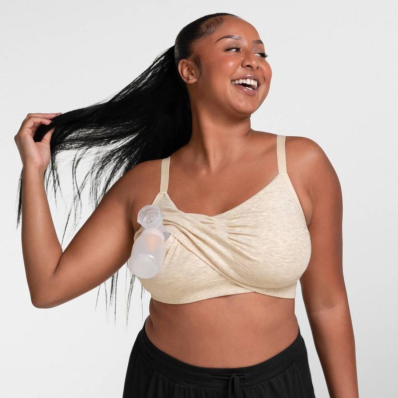 slide 5 of 12, kindred by Kindred Bravely Women's Hands-Free Pumping Lounge & Sleep Bra - Oatmeal L, 1 ct