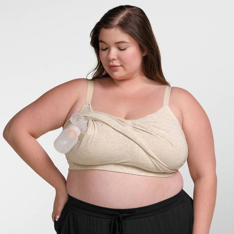 slide 6 of 12, kindred by Kindred Bravely Women's Hands-Free Pumping Lounge & Sleep Bra - Oatmeal M-Busty, 1 ct