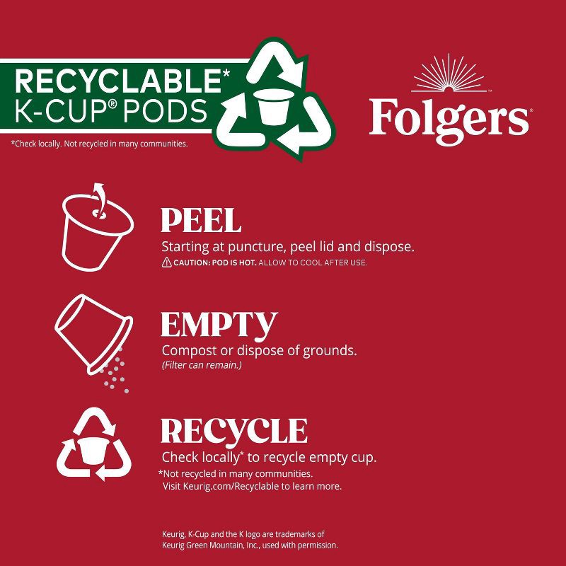 slide 6 of 6, Folgers Classic Medium Roast Keurig K-Cup Coffee Pods - 10ct, 10 ct