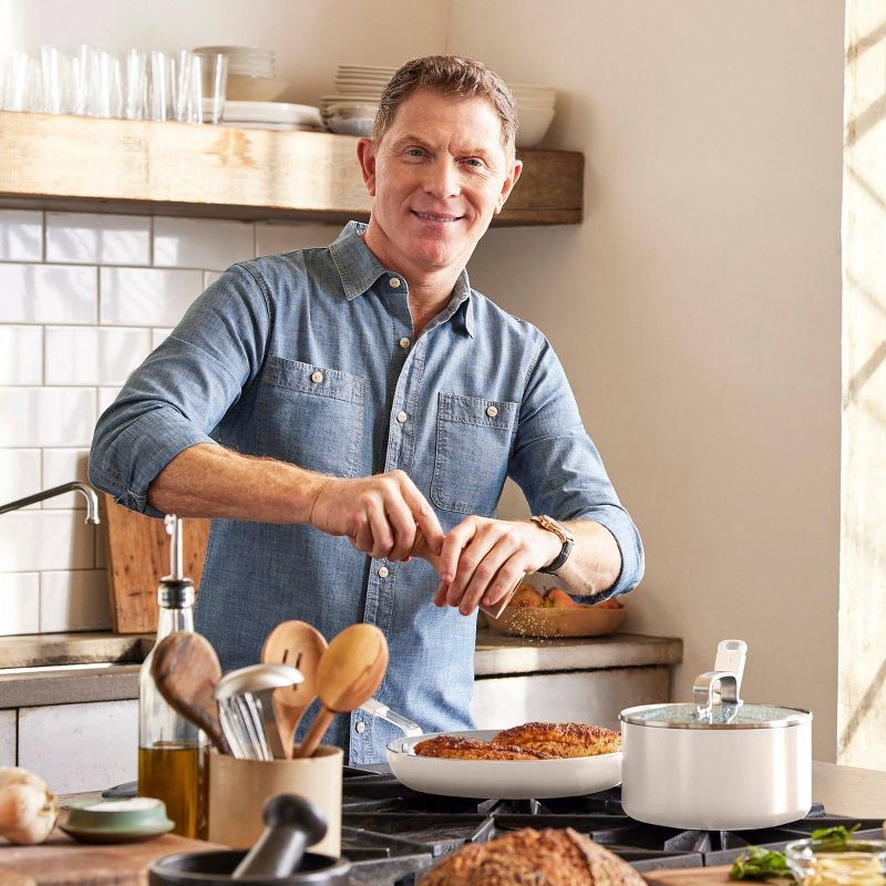 slide 2 of 11, Bobby Flay 2pk (8" and 10") Ceramic Nonstick Aluminum Fry Pan Set Cream, 2 ct