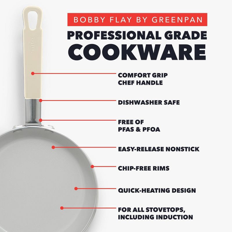 slide 4 of 11, Bobby Flay 2pk (8" and 10") Ceramic Nonstick Aluminum Fry Pan Set Cream, 2 ct