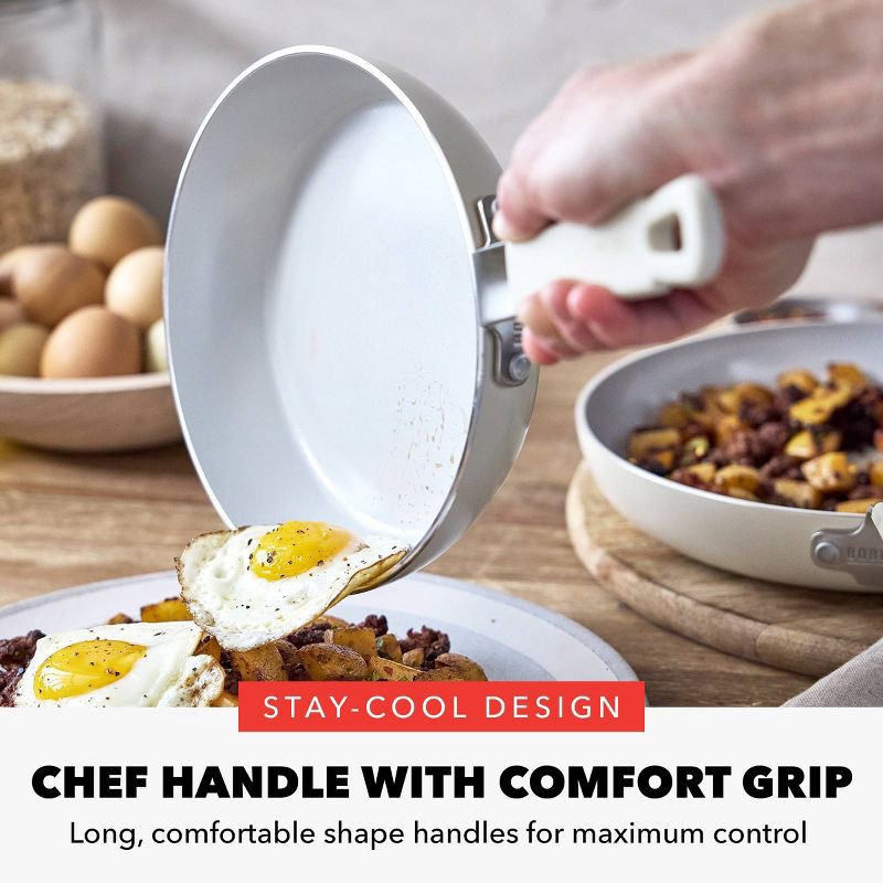 slide 7 of 11, Bobby Flay 2pk (8" and 10") Ceramic Nonstick Aluminum Fry Pan Set Cream, 2 ct