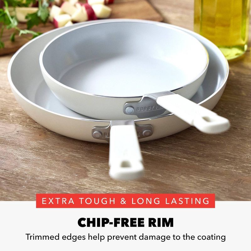 slide 8 of 11, Bobby Flay 2pk (8" and 10") Ceramic Nonstick Aluminum Fry Pan Set Cream, 2 ct