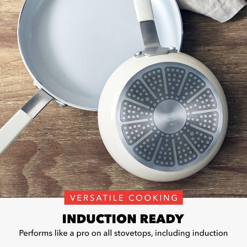 slide 9 of 11, Bobby Flay 2pk (8" and 10") Ceramic Nonstick Aluminum Fry Pan Set Cream, 2 ct