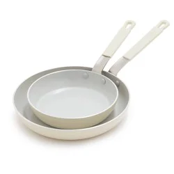 Bobby Flay 2pk (8" and 10") Ceramic Nonstick Aluminum Fry Pan Set Cream