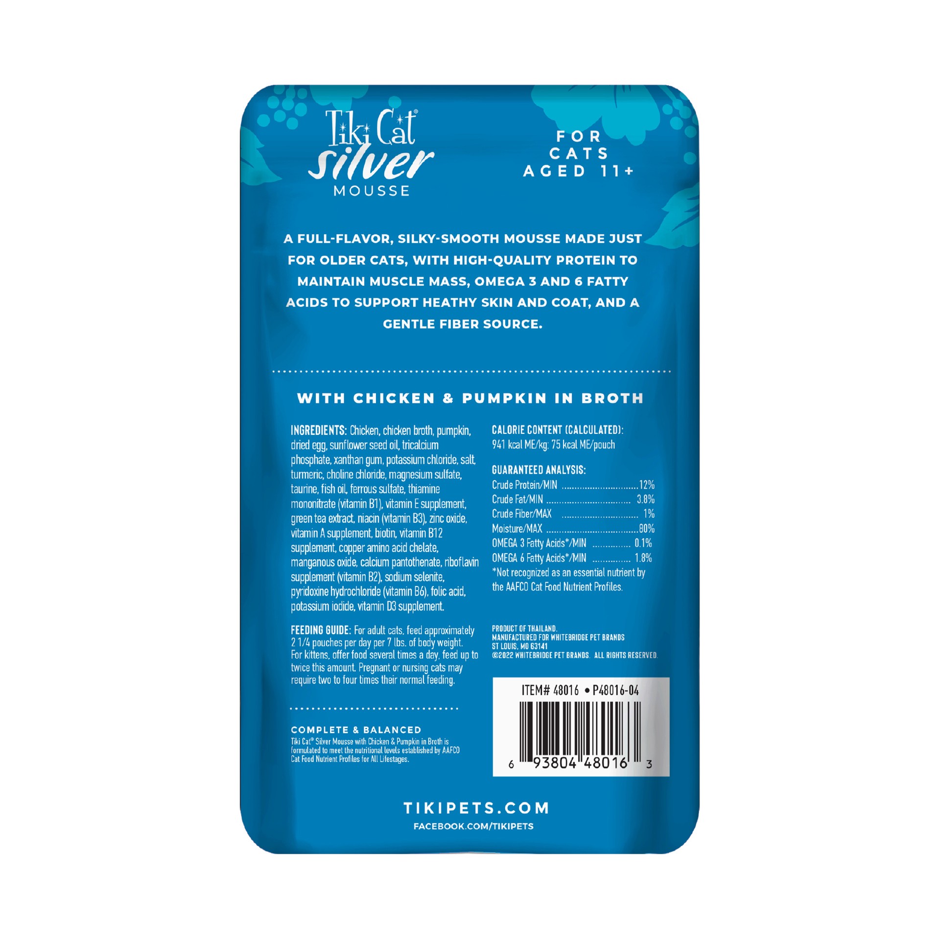 slide 3 of 9, Tiki Cat Silver Mousse Wet Cat Food for Seniors, Chicken & Pumpkin, 2.8 oz. Pouch, 2.8 oz