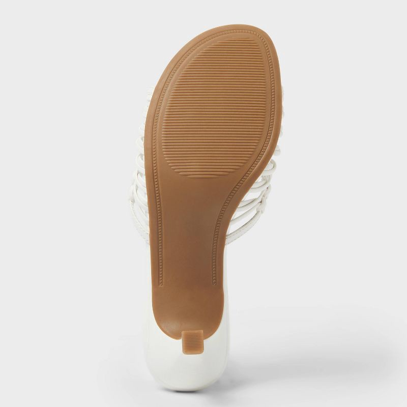 slide 4 of 4, Women's Clarisse Strappy Kitten Heels with Memory Foam Insole - A New Day™ White 6: Slip-On Open Toe, Breathable Upper, 1 ct