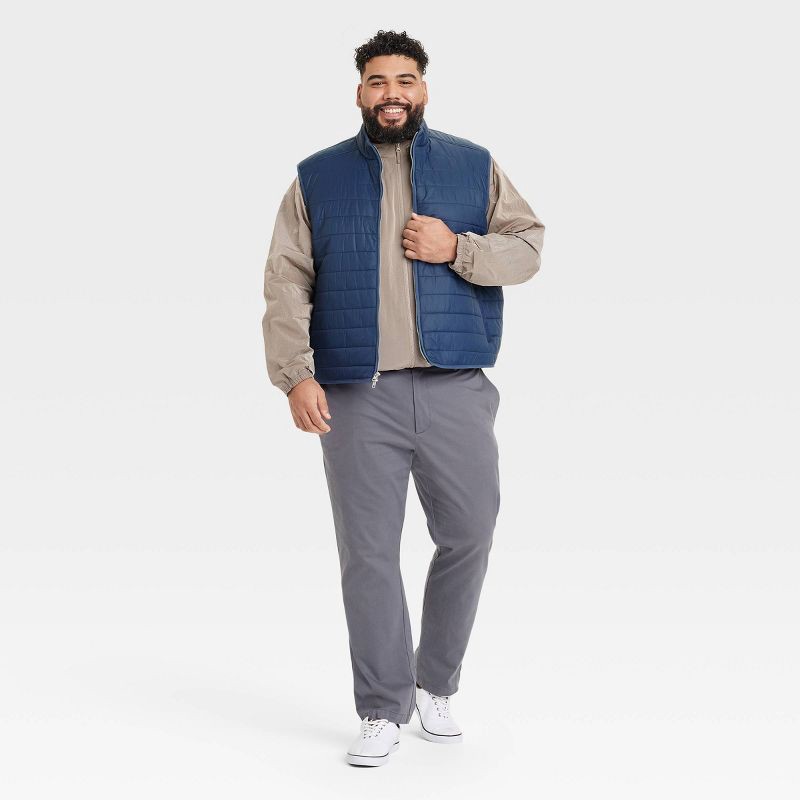 slide 3 of 3, Men's Comfort Wear Vest - Goodfellow & Co™ Navy Blue XXL: Lightweight Puffer, Full Lining, Hidden Pocket, 1 ct