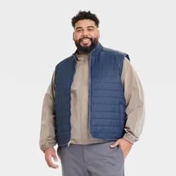 Men's Comfort Wear Vest - Goodfellow & Co™ Navy Blue XXL: Lightweight Puffer, Full Lining, Hidden Pocket