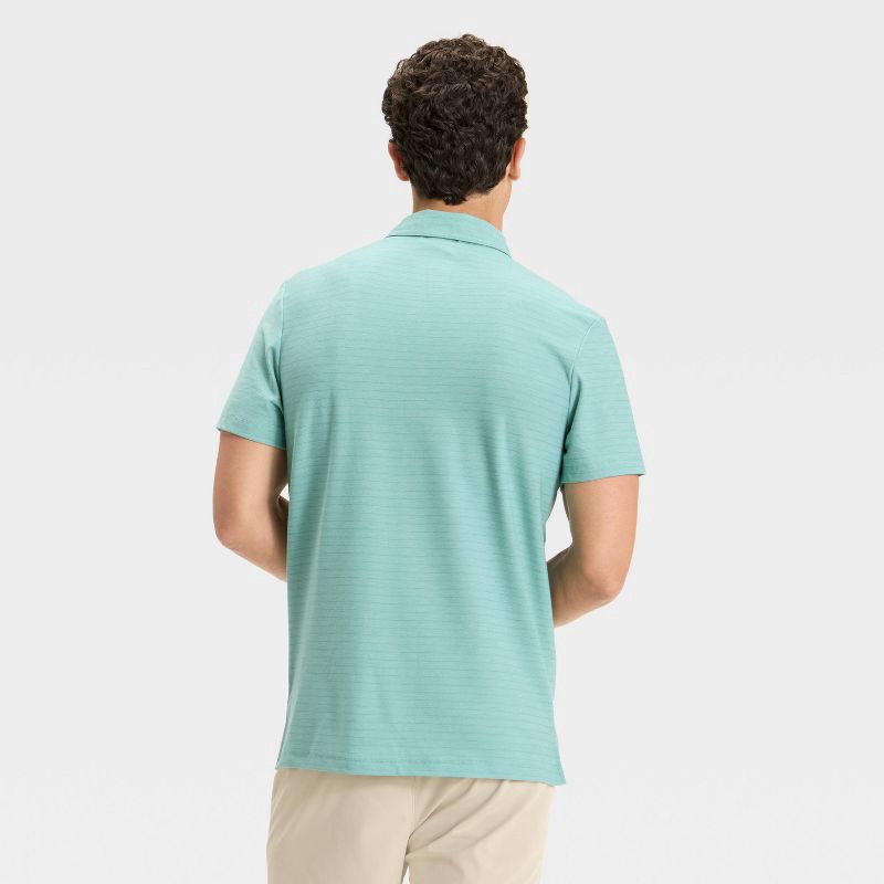 slide 2 of 3, Men's Striped Pique Polo Shirt - All In Motion™ Teal Green XXL, 1 ct