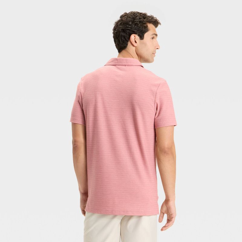 slide 2 of 3, Men's Striped Pique Polo Shirt - All In Motion™ Mauve L, 1 ct