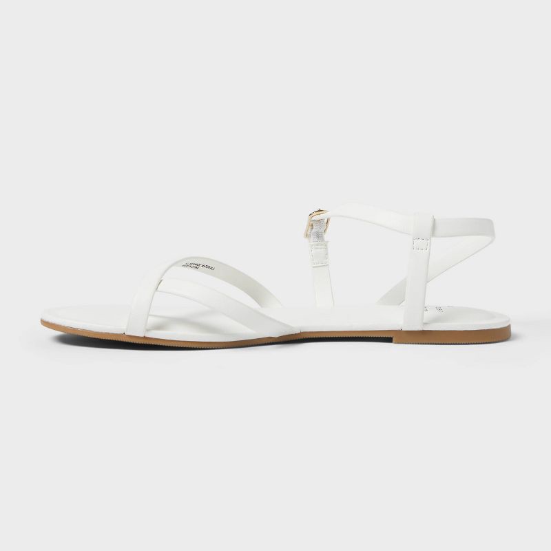 slide 2 of 4, Women's Alexandra Strappy Sandals - A New Day™ White 8.5: Open Toe, Adjustable Buckle, Memory Foam, 1 ct