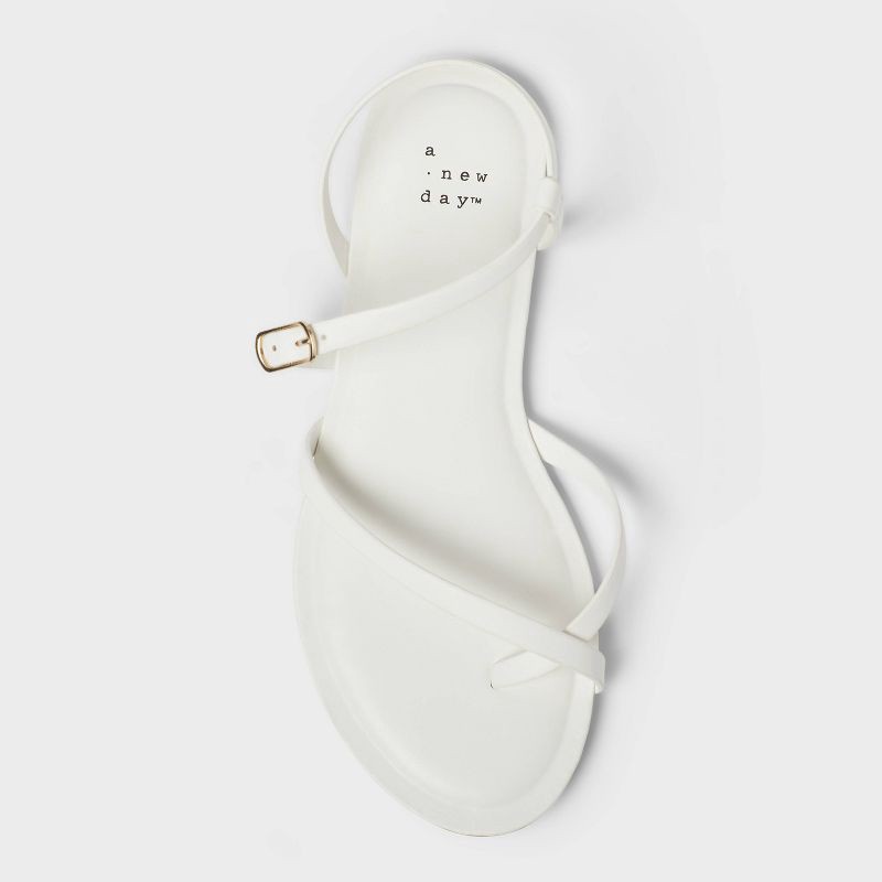 slide 3 of 4, Women's Alexandra Strappy Sandals - A New Day™ White 8.5: Open Toe, Adjustable Buckle, Memory Foam, 1 ct