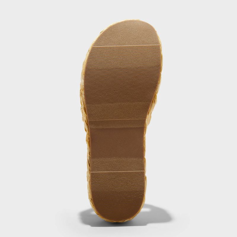 slide 4 of 4, Women's Casey Braided Raffia Platform Slide Sandals - A New Day™ Beige 6: Cushioned Insole, Slip On, 1 ct