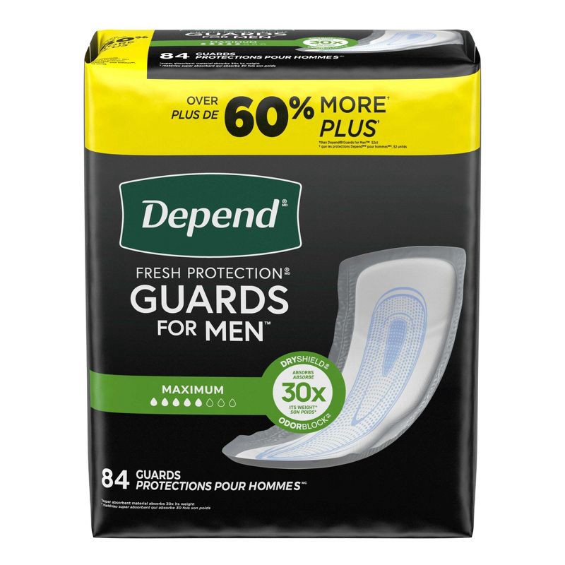 slide 2 of 9, Depend Incontinence Guards Pads for Men - Maximum Absorbency - 84ct, 84 ct