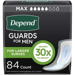 Depend Incontinence Guards Pads for Men - Maximum Absorbency - 84ct