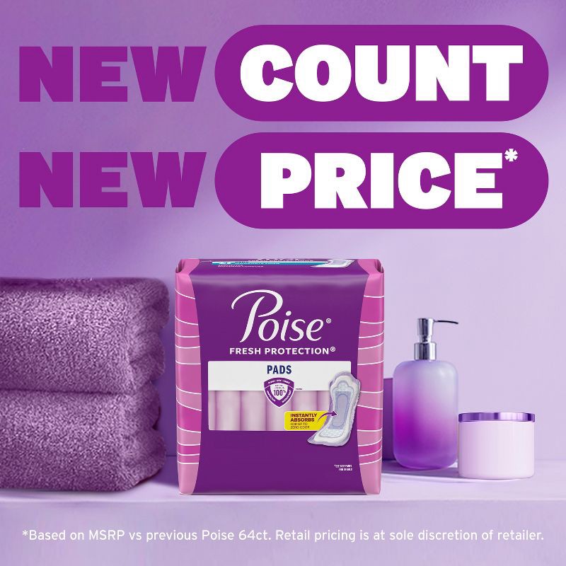slide 3 of 6, Poise Maximum Absorbency Incontinence Pads - Long - 60ct, 60 ct