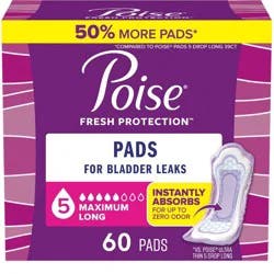 Poise Maximum Absorbency Incontinence Pads - Long - 60ct
