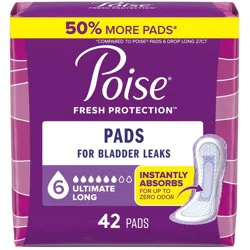 Poise Ultimate Absorbency Incontinence Pads - Long - 42ct