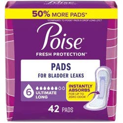 Poise Ultimate Absorbency Incontinence Pads - Long - 42ct