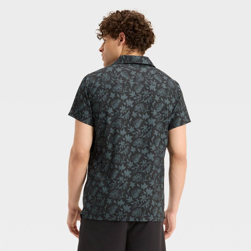 slide 2 of 3, Men's Printed Resort Shirt - All In Motion™ Black S, 1 ct