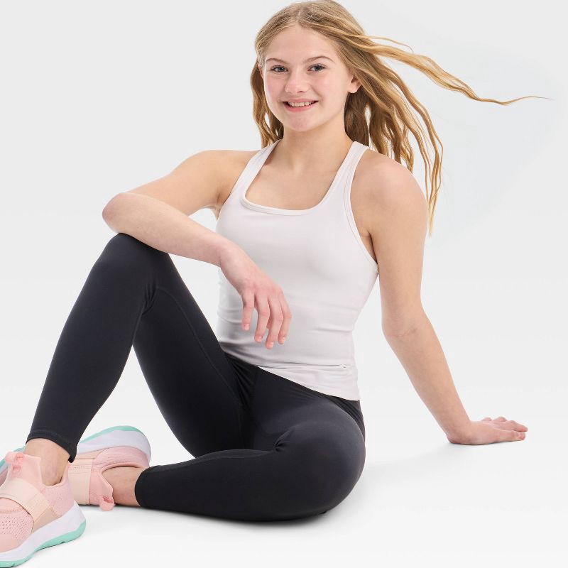 slide 3 of 3, Girls' Racerback Tank Top - All In Motion™ White XL, 1 ct