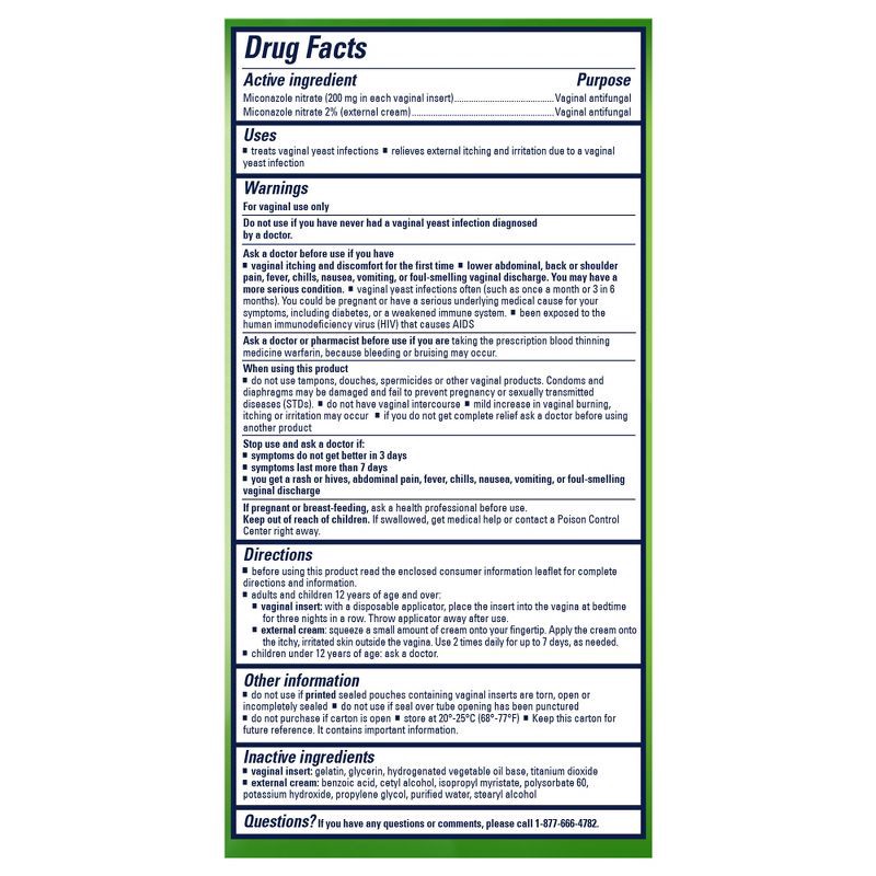 slide 8 of 9, Monistat 3-Dose Yeast Infection Treatment 3 Ovule Inserts & External Itch Cream, 1 ct
