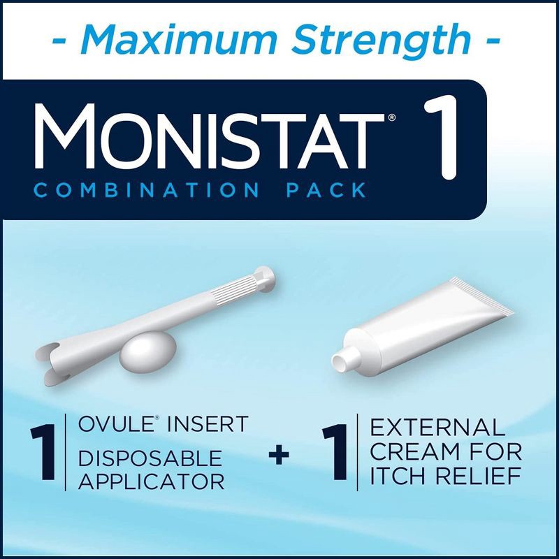 slide 3 of 9, Monistat 1-Dose Yeast Infection Treatment Ovule Insert & External Itch Cream, 1 ct